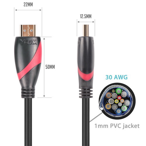 HDMI 19M/M CABLE 1.4 BLACK RED 15M